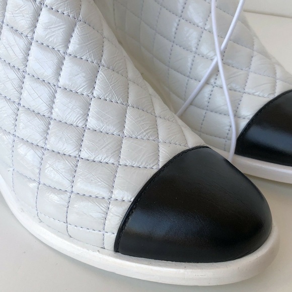 Chanel Crumpled Calfskin Cap Toe Short Boots - Picture 4 of 8